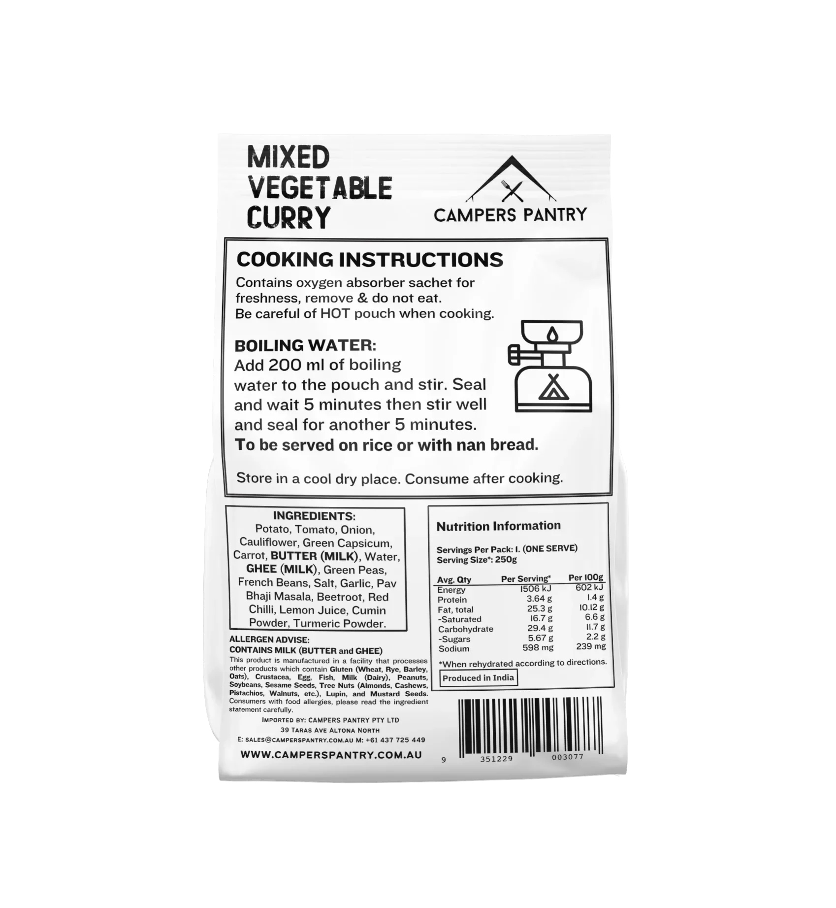 Campers Pantry Mixed Vegetable Curry - Image 2