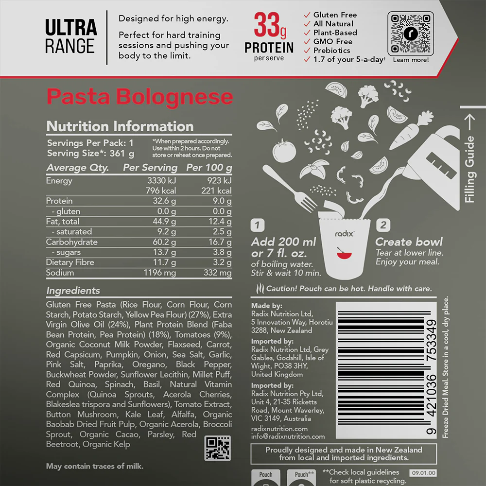 Radix Nutrition Ultra Meal Pasta Bolognese - Image 2