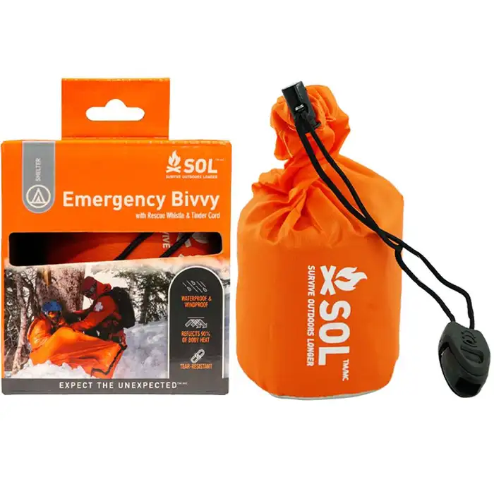 SOL Emergency Bivvy with Rescue Whistle - Survival Orange